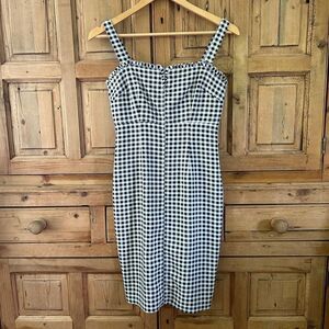 Women's Likely 4 Black White Gingham Dress Tank‎ Top Ruffle Detail